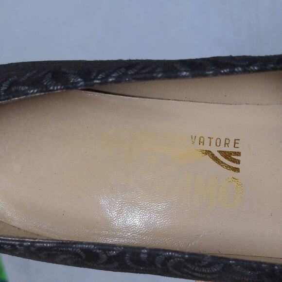 Salvatore Ferragamo Womens Classic Pump Heel Black Leather Abstract Slip On 6.5B - Picture 9 of 11